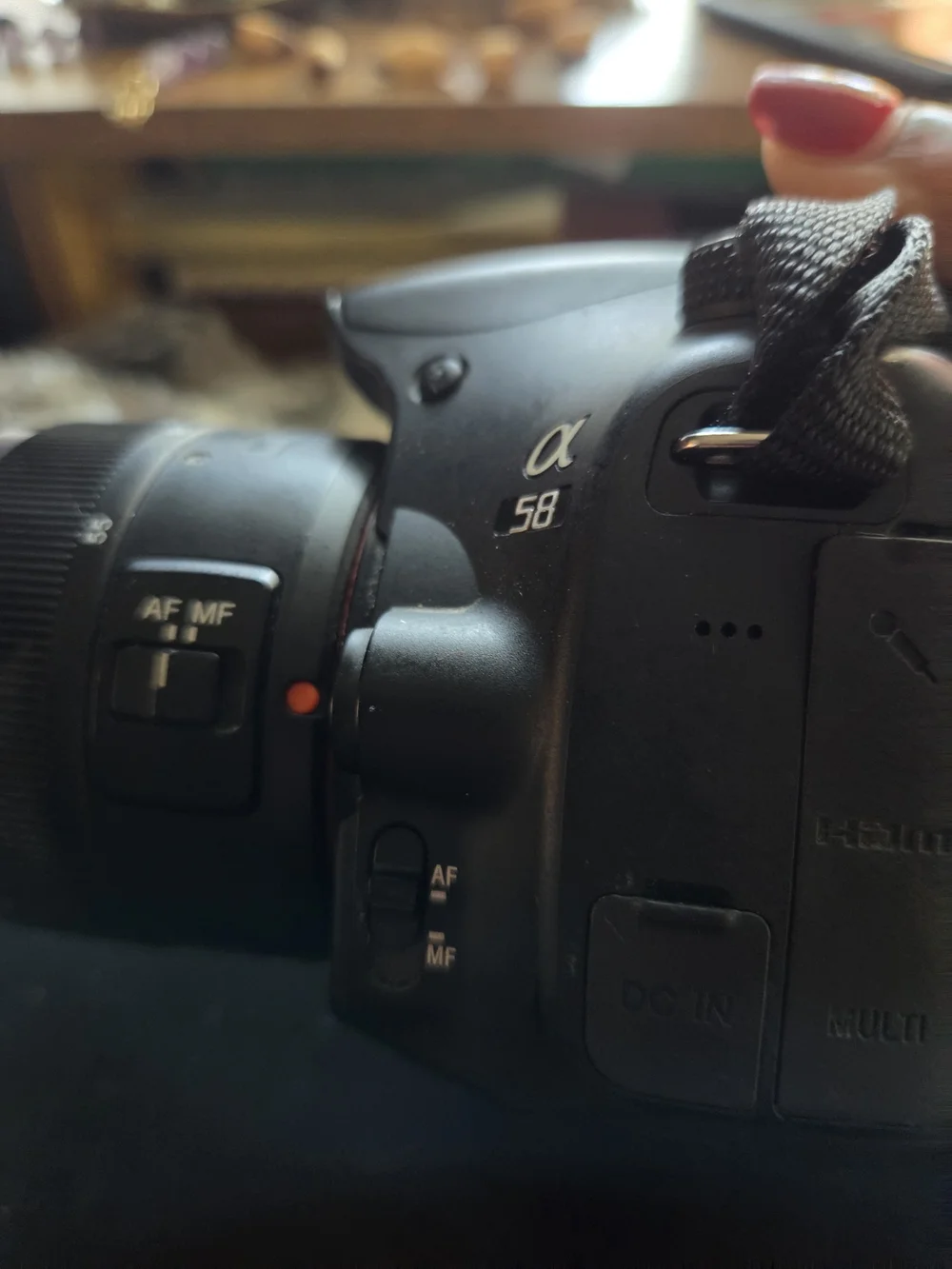 Sony Black DSLR Camera with Built-in Flash